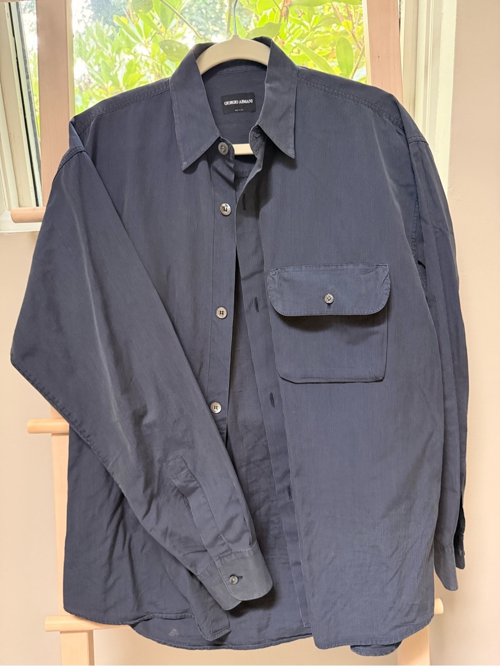 GIORGIO ARMANI Striped Long Sleeve Button-Down Shirt Size 39 15 1/2